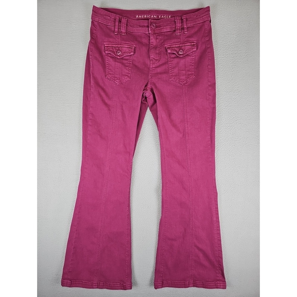American Eagle Jeans Women's 4 Short 29x28.5 Plum Low Rise Relaxed Flare Pants‎